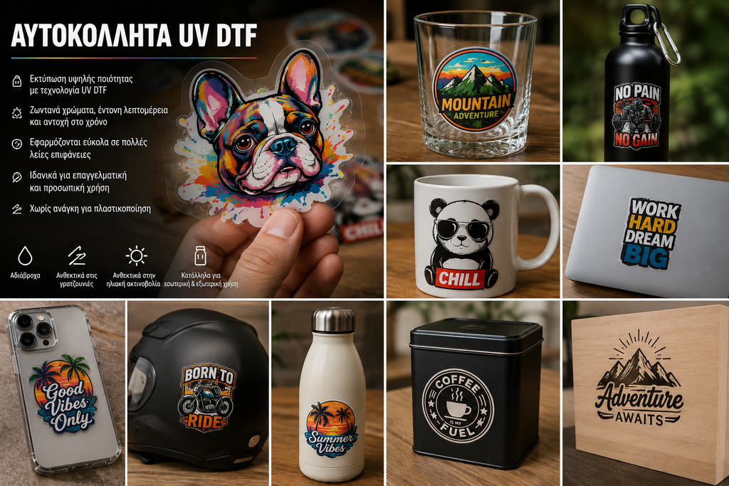 Αυτοκόλλητα UV DTF – Εκτύπωση Υψηλής Ποιότητας