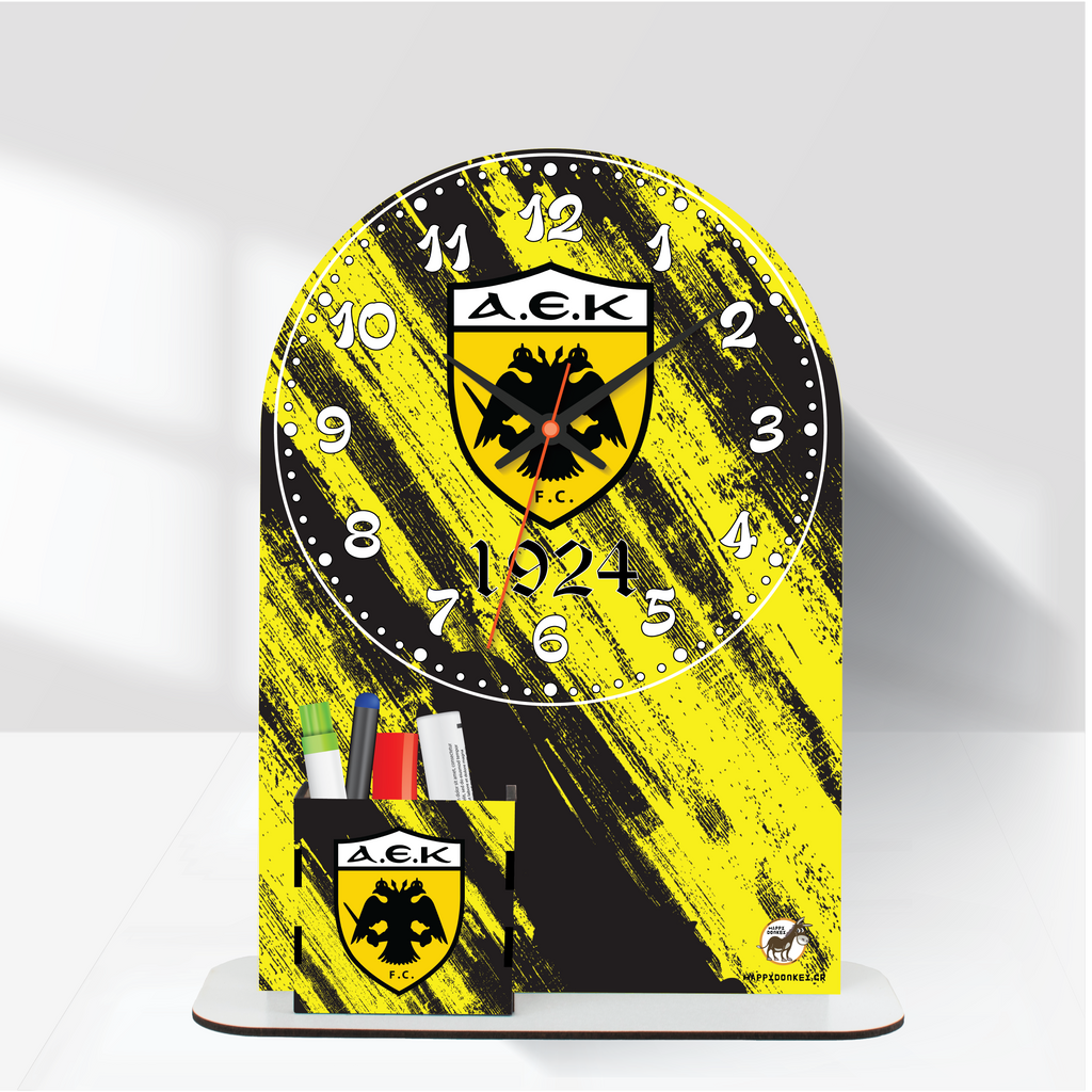Ρολόι Επιτραπέζιο ΑΕΚ με Όνομα & Μολυβοθήκη