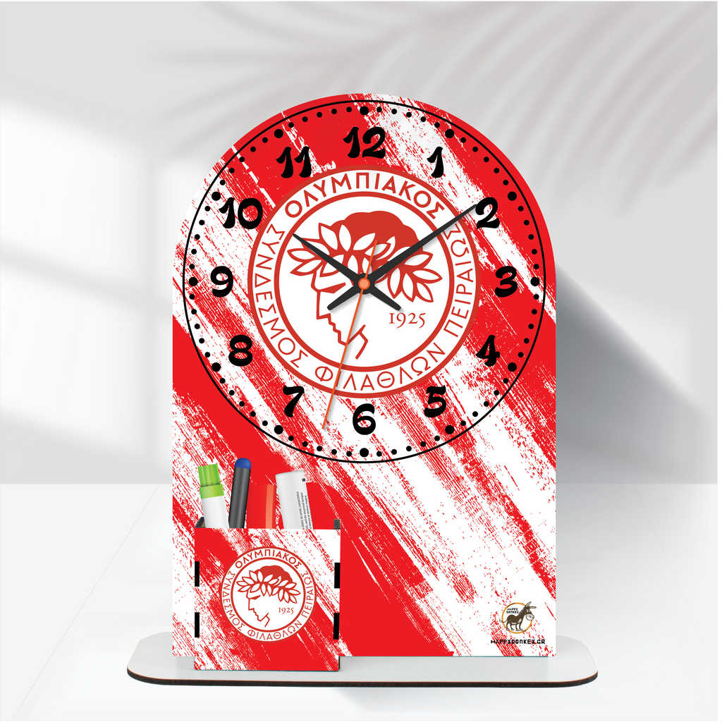 Ρολόι Επιτραπέζιο Ολυμπιακός με Όνομα & Μολυβοθήκη