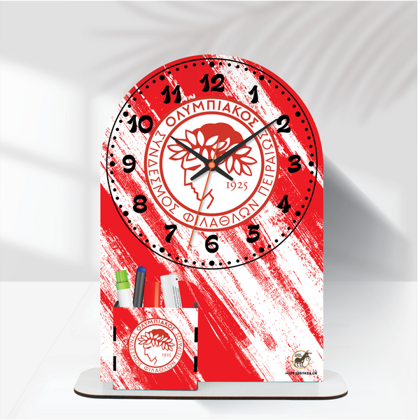 Ρολόι Επιτραπέζιο Ολυμπιακός με Όνομα & Μολυβοθήκη