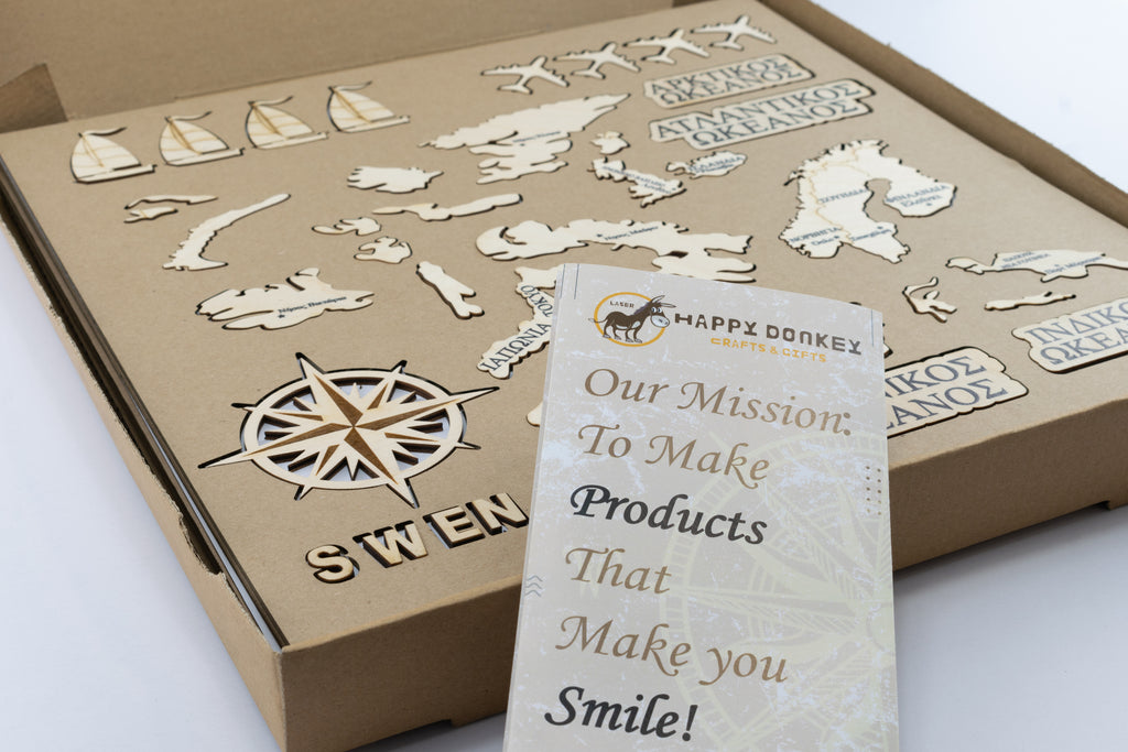 Ξύλινος Παγκόσμιος Χάρτης για Διακόσμηση Τοίχου 