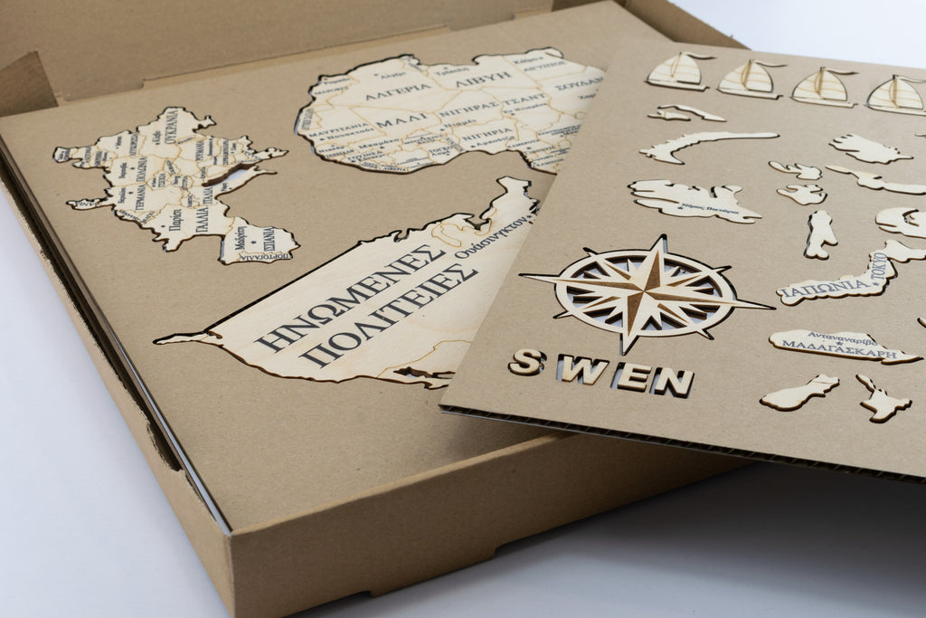 Ξύλινος Παγκόσμιος Χάρτης για Διακόσμηση Τοίχου 