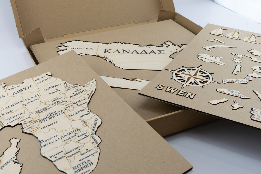 Ξύλινος Παγκόσμιος Χάρτης για Διακόσμηση Τοίχου 