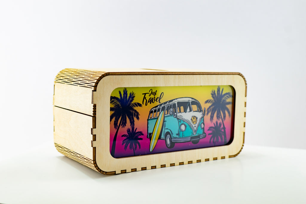 Ξύλινος Κουμπαράς VW Bus V2