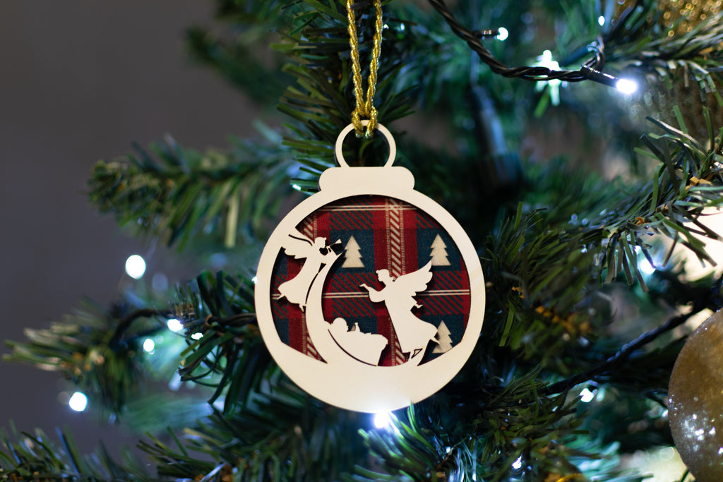 wooden christmas ornaments  set of 3 tree decor