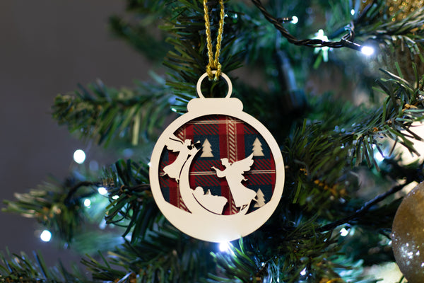 wooden christmas ornaments  set of 3 tree decor