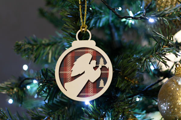 wooden christmas ornaments  set of 3 tree decor