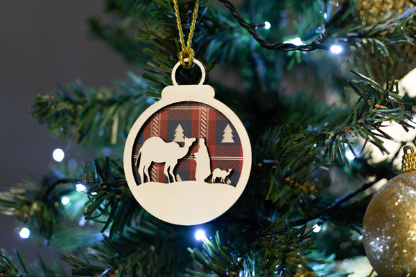 wooden christmas ornaments  set of 3 tree decor