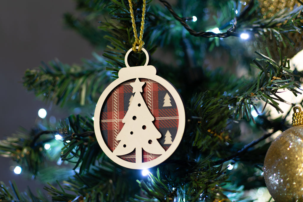 wooden christmas ornaments  set of 3 tree decor