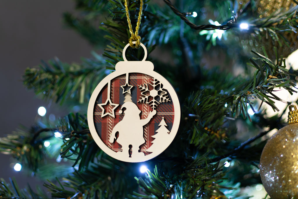 wooden christmas ornaments  set of 3 tree decor