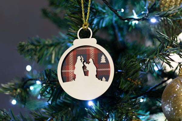 wooden christmas ornaments  set of 3 tree decor