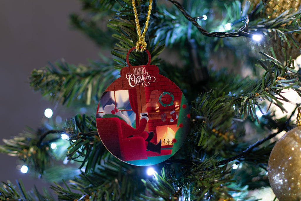 wooden christmas ornaments  set of 3 tree decor