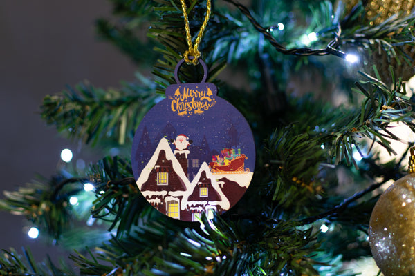 wooden christmas ornaments  set of 3 tree decor