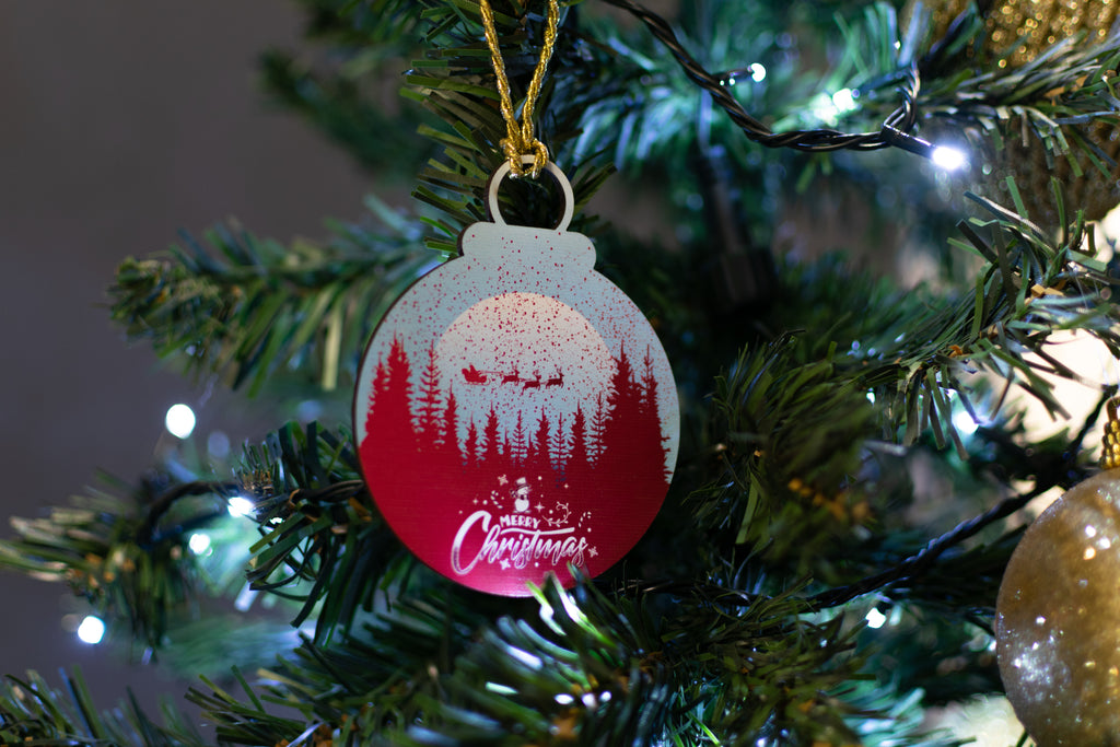 wooden christmas ornaments  set of 3 tree decor