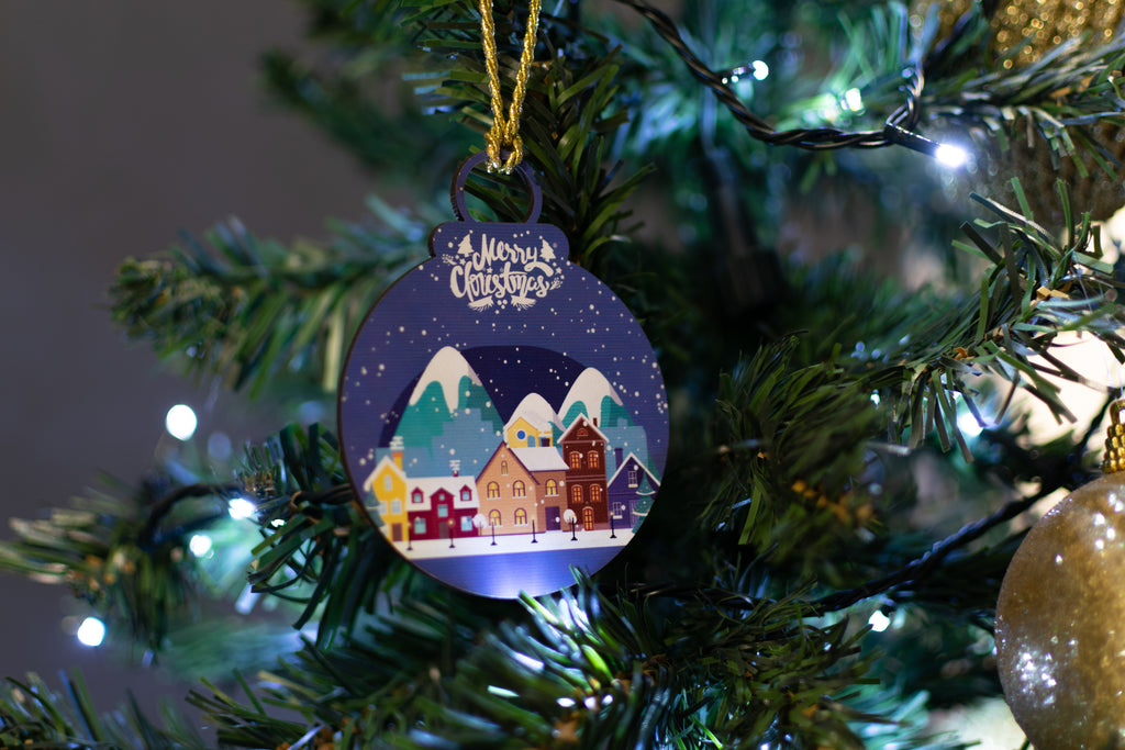 wooden christmas ornaments  set of 3 tree decor