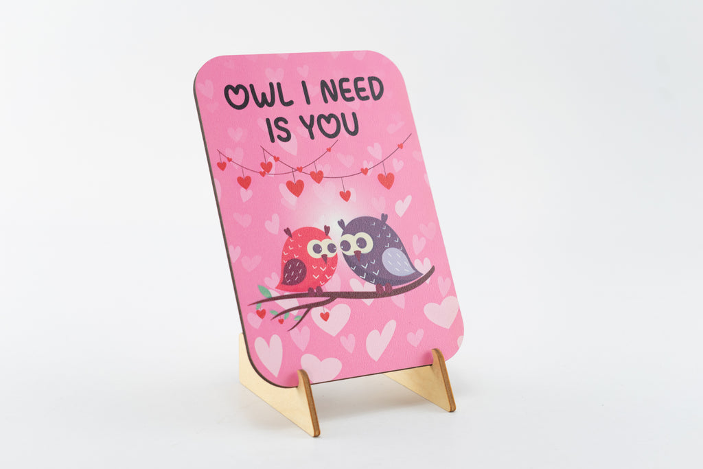 Ξύλινο Kαδράκι "Owl I Need Is You" Val-1
