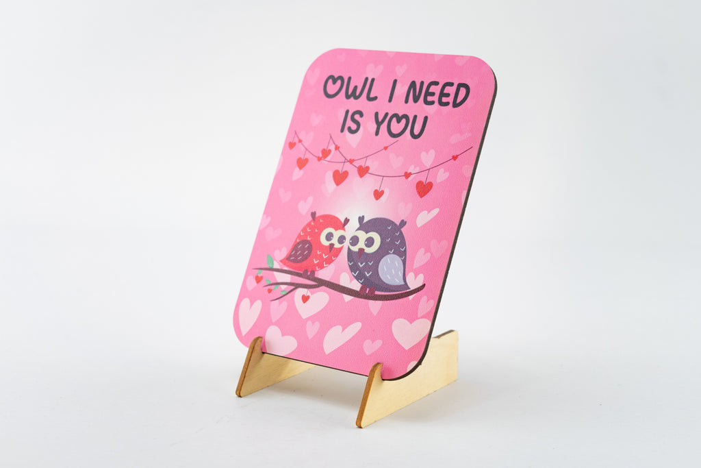 Ξύλινο Kαδράκι "Owl I Need Is You" Val-1