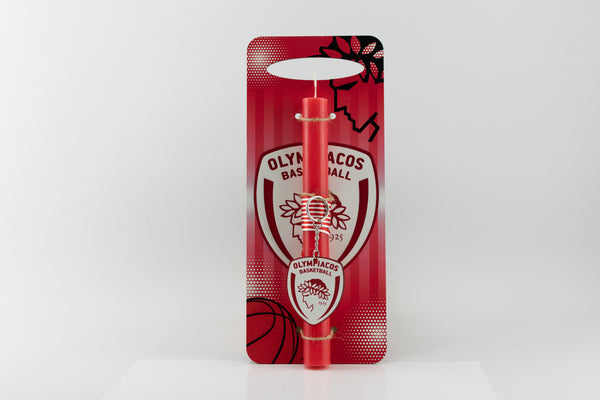 Πασχαλινή Λαμπάδα ''Ολυμπιακός Basket'' με Ξύλινη Πλάτη