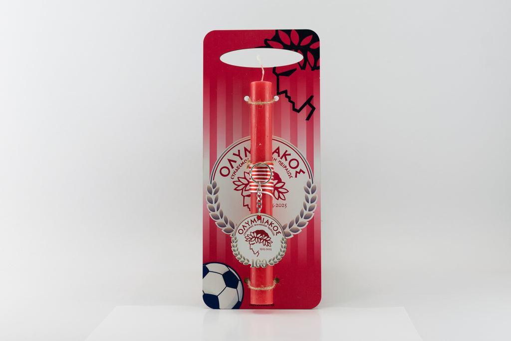 Πασχαλινή Λαμπάδα ''100 Χρόνια Ολυμπιακός'' με Ξύλινη Πλάτη