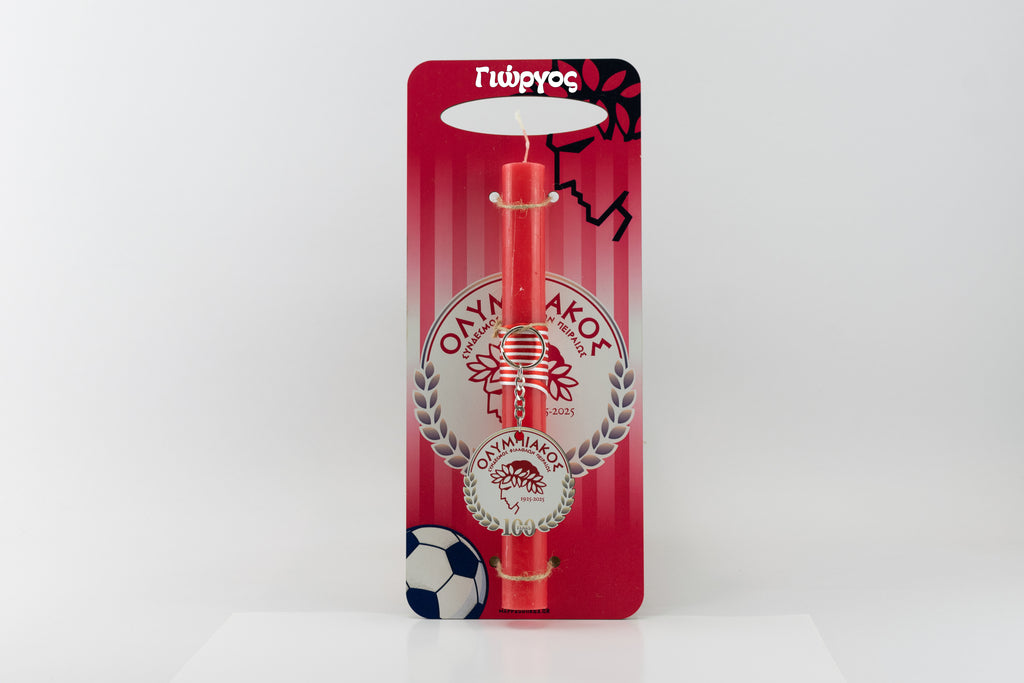 Πασχαλινή Λαμπάδα ''100 Χρόνια Ολυμπιακός'' με Ξύλινη Πλάτη
