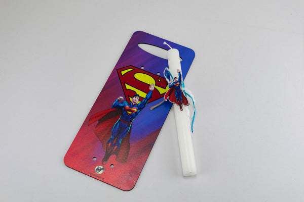 Πασχαλινή Λαμπάδα Superman με Ξύλινη Πλάτη