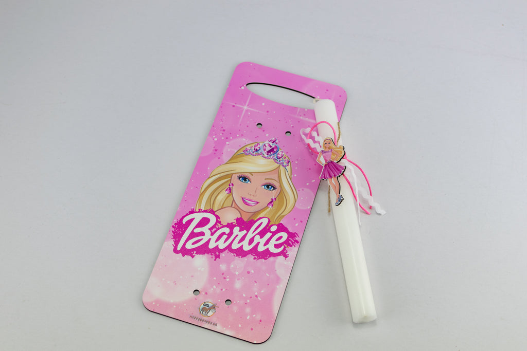 Πασχαλινή Λαμπάδα Barbie με Ξύλινη Πλάτη