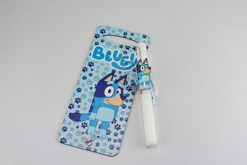 Πασχαλινή Λαμπάδα Bluey με Ξύλινη Πλάτη