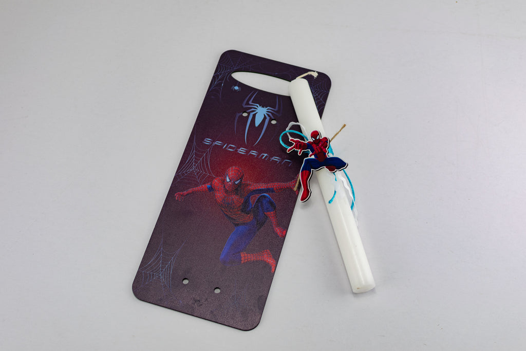 Πασχαλινή Λαμπάδα Spiderman με Ξύλινη Πλάτη