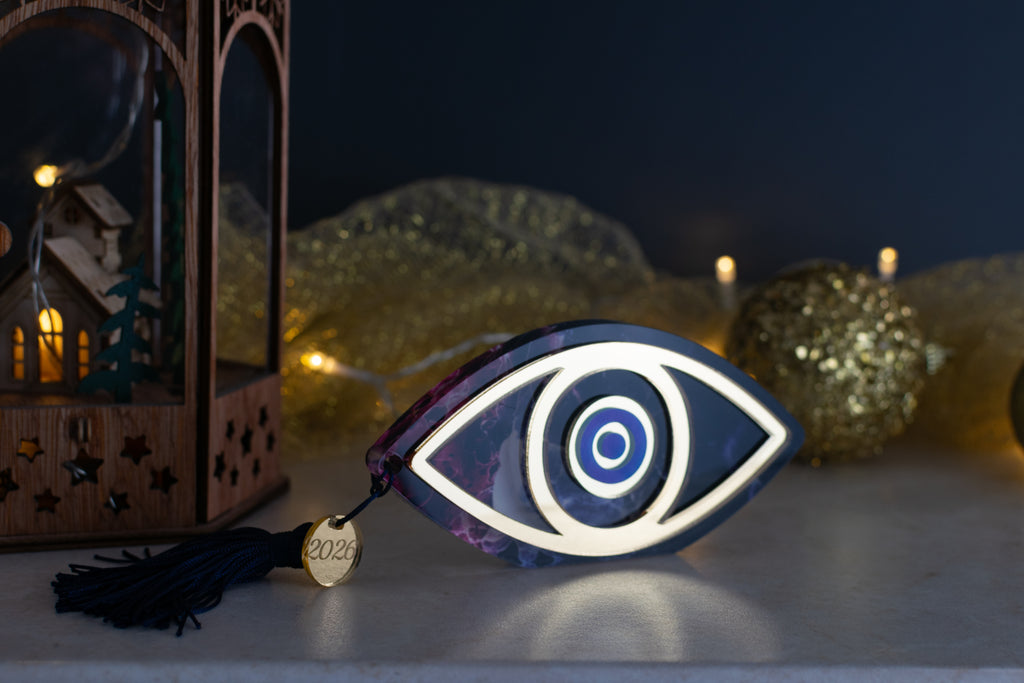 Premium Χριστουγεννιάτικο Γούρι 2026 Μάτι LTG-6 (Μάρμαρο)