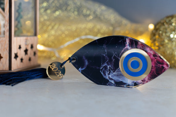 Premium Χριστουγεννιάτικο Γούρι 2026 Μάτι STG-6 (Μάρμαρο)