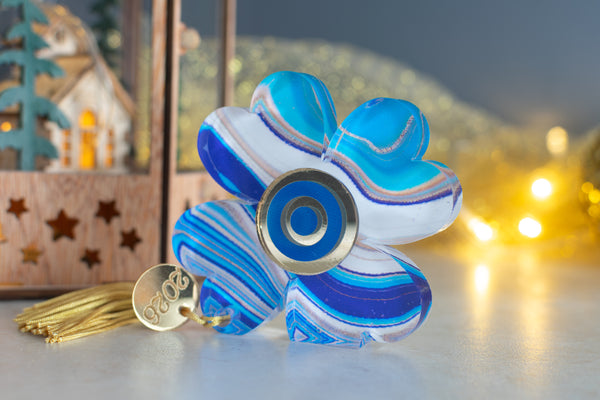 Premium Χριστουγεννιάτικο Γούρι 2026 Τετράφυλλο Τριφύλλι STG-4 (Μάρμαρο)