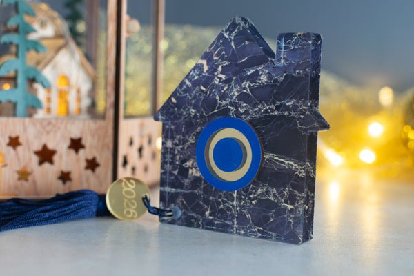 Premium Χριστουγεννιάτικο Γούρι 2026 Σπίτι STG-5 (Μάρμαρο)