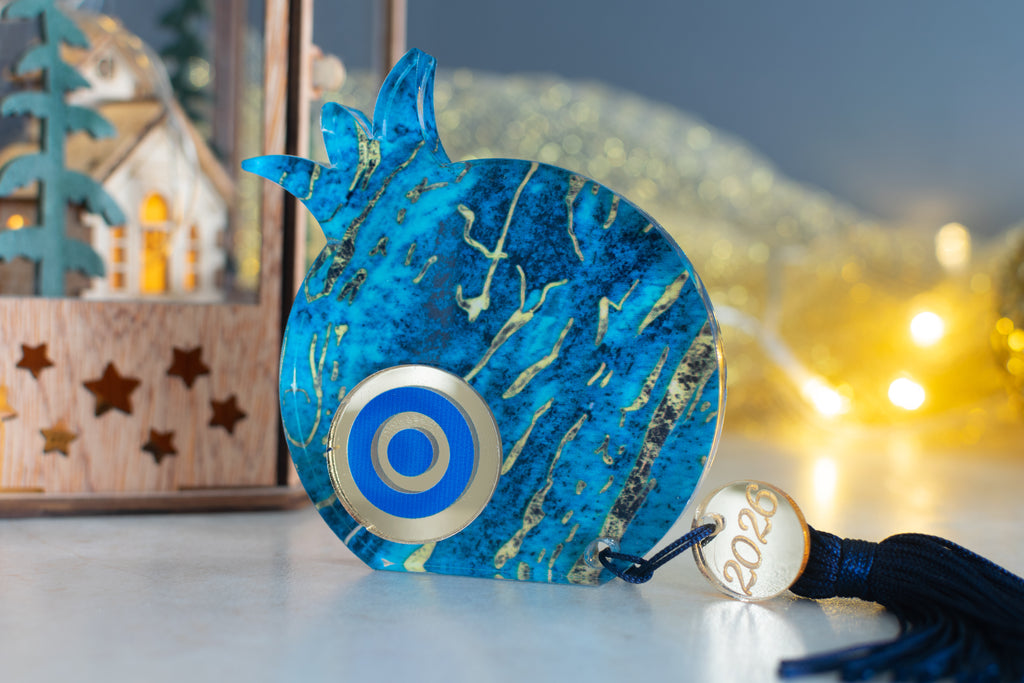 Premium Χριστουγεννιάτικο Γούρι 2026 Ρόδι STG-1 (Μάρμαρο)