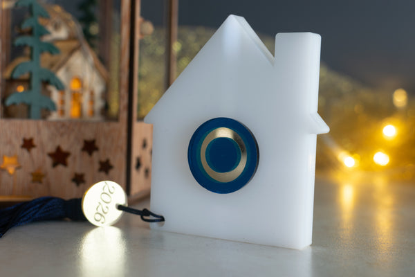 Premium Χριστουγεννιάτικο Γούρι 2026 Σπίτι STG-5 (Λευκό)