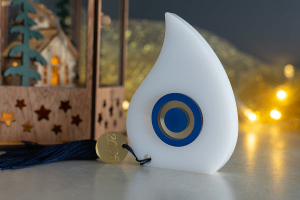 Premium Χριστουγεννιάτικο Γούρι 2026 Σταγόνα STG-3 (Λευκό)