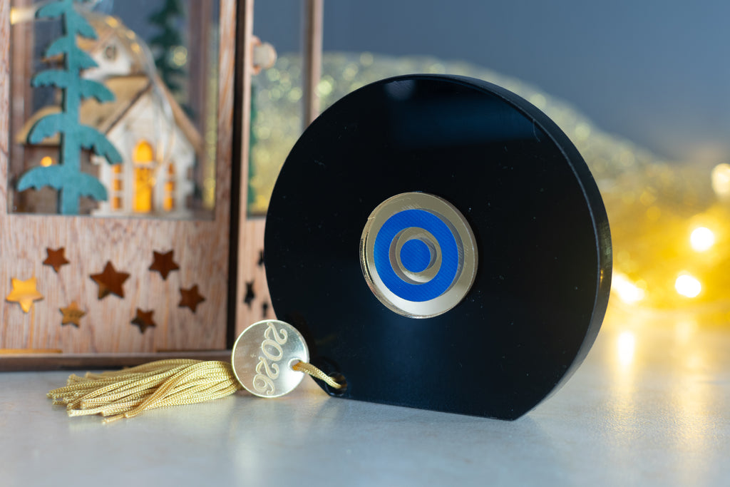 Premium Χριστουγεννιάτικο Γούρι 2026 Στρογγυλό Μάτι STG-7 (Μαύρο)