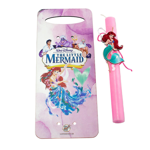 Πασχαλινή Λαμπάδα Ariel με Ξύλινη Πλάτη + Κούπα με Όνομα