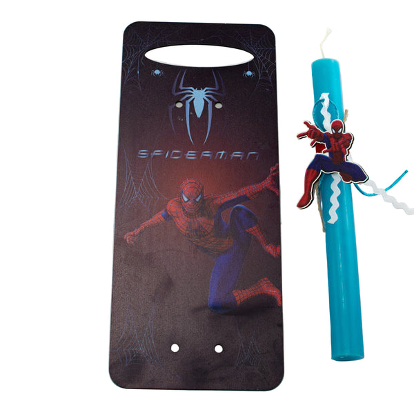 Πασχαλινή Λαμπάδα Spiderman με Ξύλινη Πλάτη + Κούπα με Όνομα