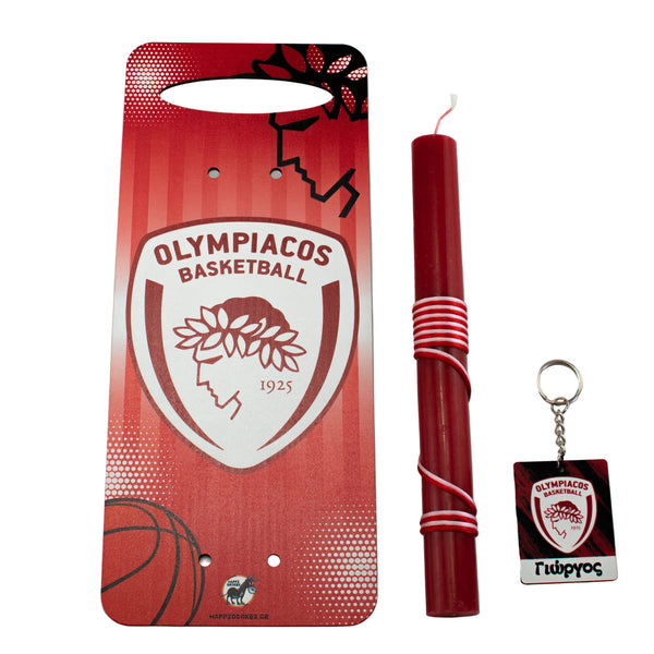 Πασχαλινό Σετ Δώρου ''Ολυμπιακός Basket'': Λαμπάδα + Κούπα +Μπρελόκ Ομάδας