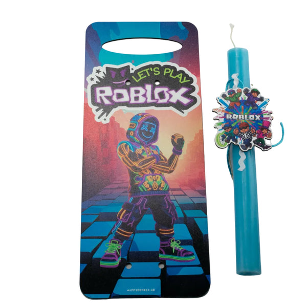 Πασχαλινή Λαμπάδα Roblox R4 με Ξύλινη Πλάτη + Κούπα με Όνομα