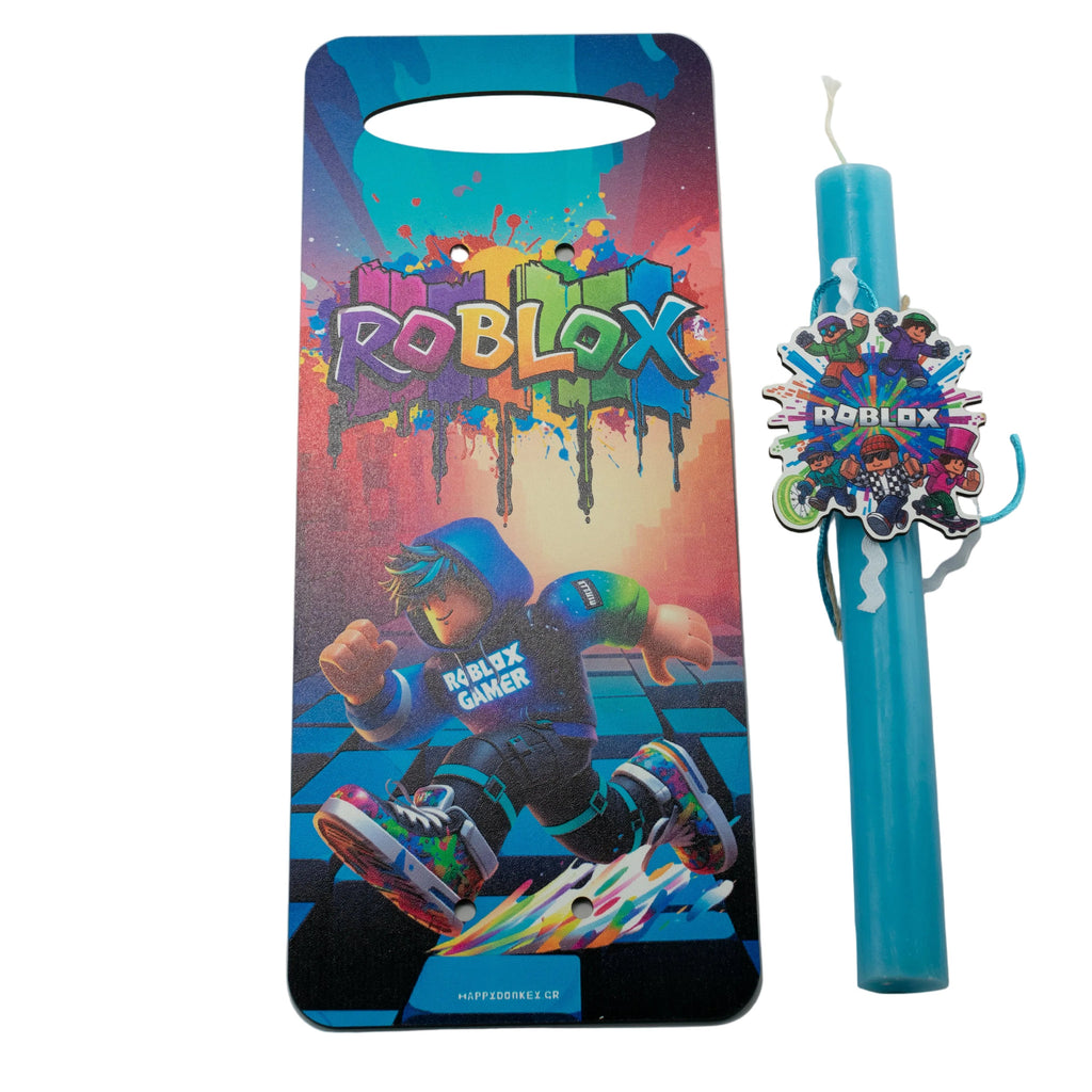 Πασχαλινή Λαμπάδα Roblox R6 με Ξύλινη Πλάτη + Κούπα με Όνομα