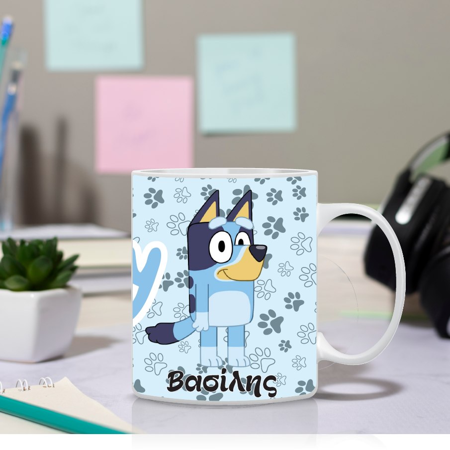 Παιδική κούπα Bluey με όνομα παιδιού – προσωποποιημένο δώρο για παιδί