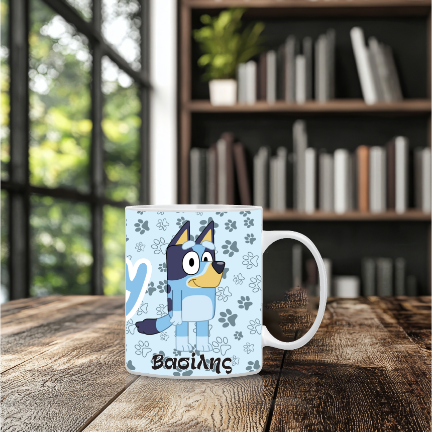 Παιδική κούπα Bluey με όνομα παιδιού – προσωποποιημένο δώρο για παιδί