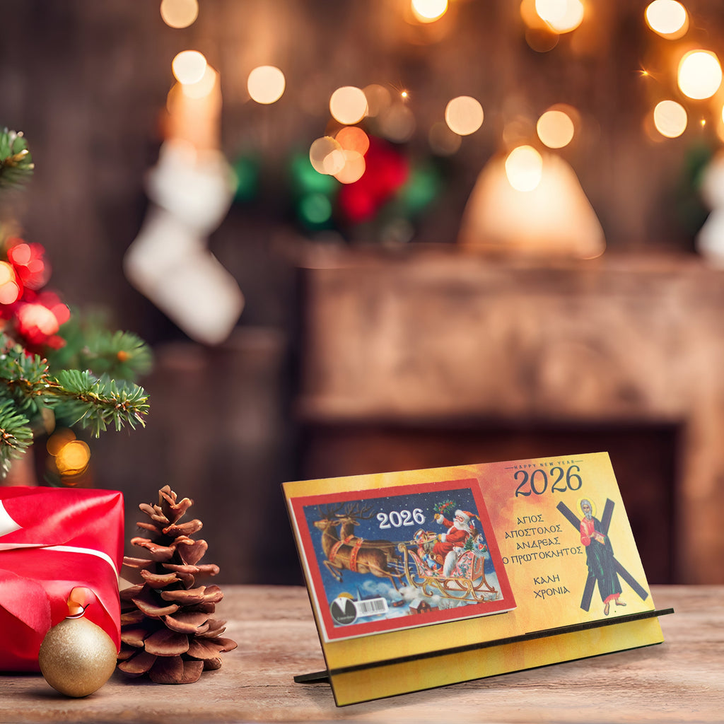 Ξύλινο Ημερολόγιο Επιτραπέζιο 2026 "Άγιος Ανδρέας" CHC-7