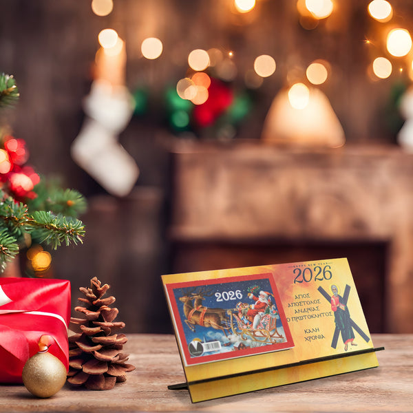 Ξύλινο Ημερολόγιο Επιτραπέζιο 2026 "Άγιος Ανδρέας" CHC-7