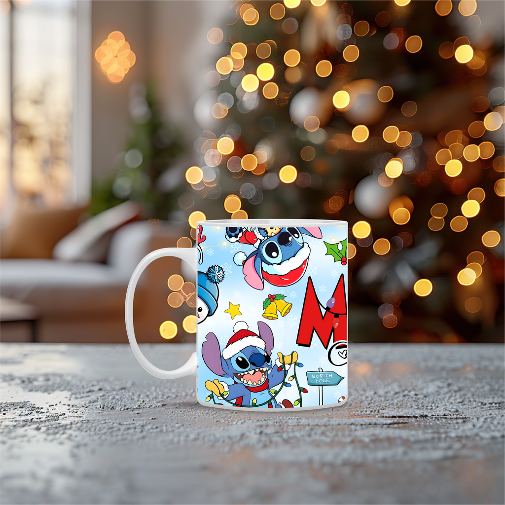 Προσωποποιημένη Κούπα Stitch Christmas– Δώρο που Φέρνει Χαμόγελα