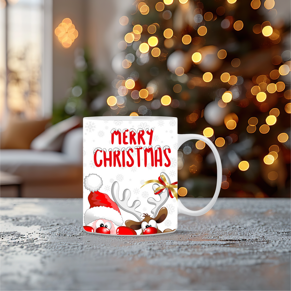 Χριστουγεννιάτικη κούπα Santa & Reindeer – Κούπα με Άγιο Βασίλη και ελαφάκι