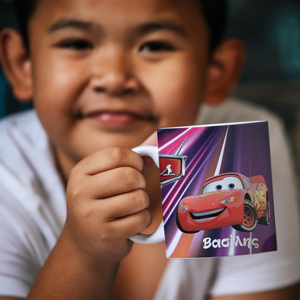 Παιδική κούπα Lightning McQueen με όνομα παιδιού – προσωποποιημένο δώρο για αγόρι