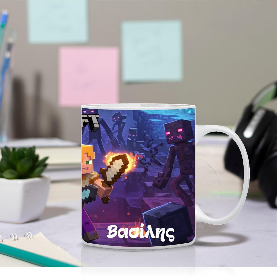 Παιδική κούπα Minecraft με όνομα παιδιού – προσωποποιημένο δώρο για αγόρι