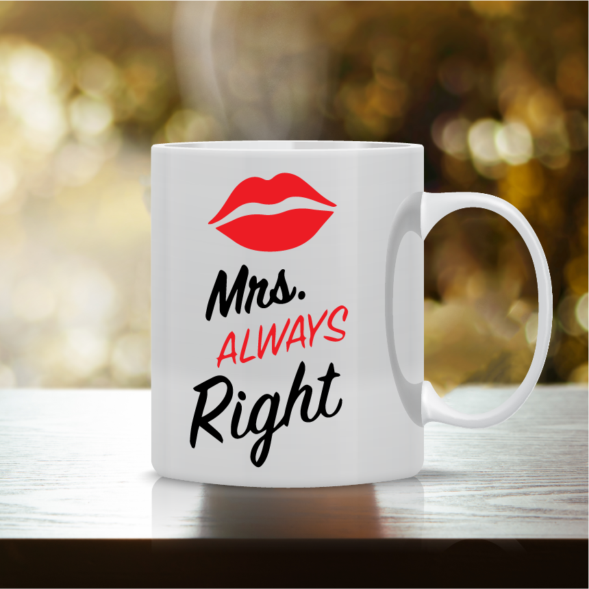 Κούπα “Mr & Mrs Right” VAL-11 (Σετ 2 κουπών) | Προσωποποιημένες Κούπες για Ζευγάρια